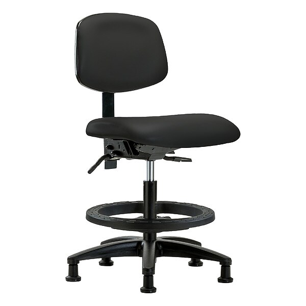 Zoro Select Medium Bench Chair Ergonomic Chair, No Arms, 21" to 28-1/4" Height, Vinyl, Black - BR-VMBCH-RG-T0-A0-BF-RG-8540