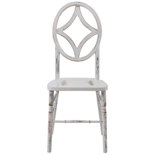 Chesterfield Leather Veronique Series Stackable Diamond Wood Dining Chair - Lime White Wash - 38.75 in. - CH2545792