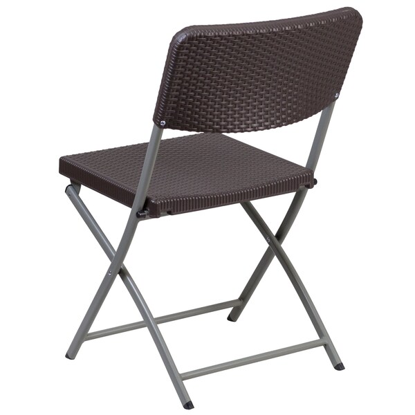 Flash Furniture Brn Rattan Plastic Folding Chr - DAD-YCZ-61-GG