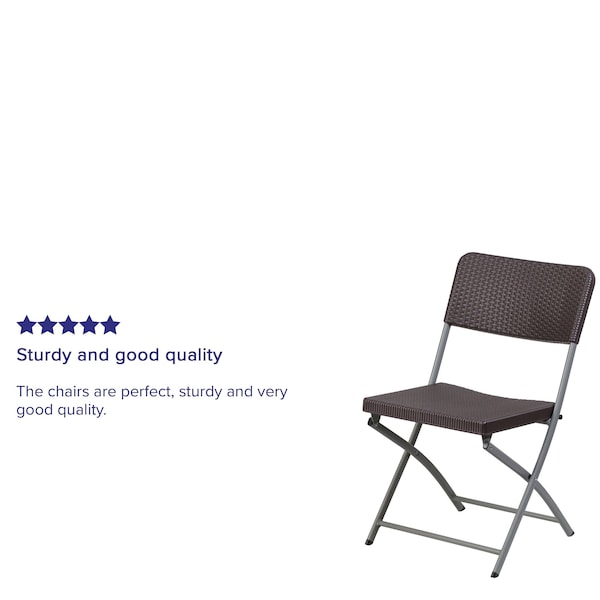 Flash Furniture Brn Rattan Plastic Folding Chr - DAD-YCZ-61-GG