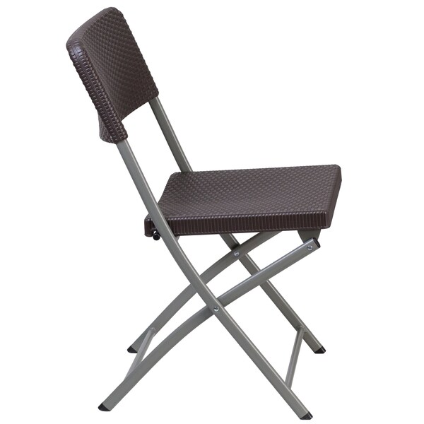 Flash Furniture Brn Rattan Plastic Folding Chr - DAD-YCZ-61-GG