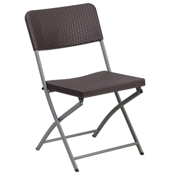 Flash Furniture Brn Rattan Plastic Folding Chr - DAD-YCZ-61-GG