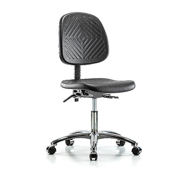 Blue Ridge Ergonomics Desk Chair Desk Chair, Med, Poly, Bk Chrm, Cast, No Arms, 17" to 22" Height, Black; Blue - BR-PDHCH-MB-CR-T0-A0-CC