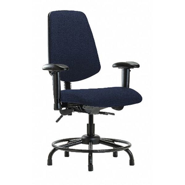 Blue Ridge Ergonomics Desk Chair Fab Desk Chair, Med, Bk, RT, Glds, Navy, Adjustable Arms, 19" to 24" Height, Fabric - BR-FDHCH-MB-RT-T1-A1-RG-F45