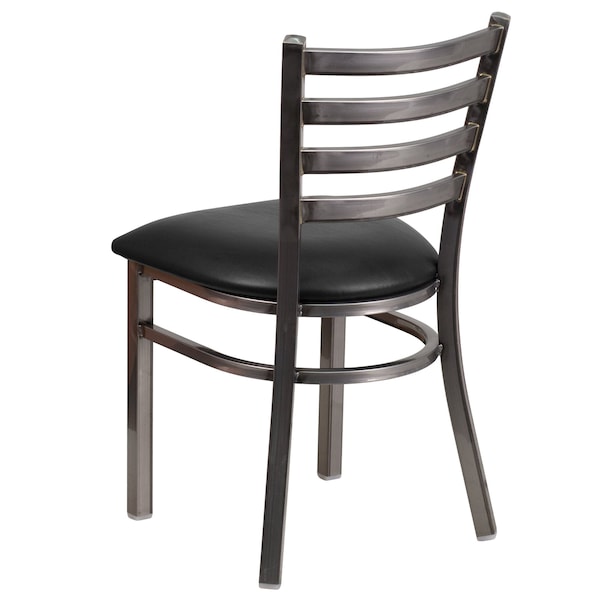 Flash Furniture Clear Ladder Chair-Black Seat - 2-XU-DG694BLAD-CLR-BLKV-GG