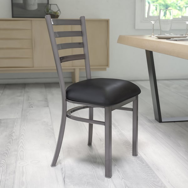 Flash Furniture Clear Ladder Chair-Black Seat - 2-XU-DG694BLAD-CLR-BLKV-GG