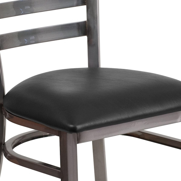 Flash Furniture Clear Ladder Chair-Black Seat - 2-XU-DG694BLAD-CLR-BLKV-GG