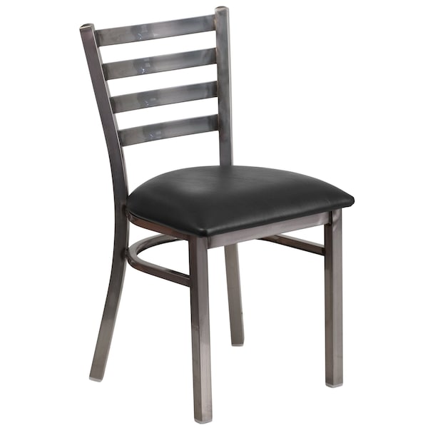 Flash Furniture Clear Ladder Chair-Black Seat - 2-XU-DG694BLAD-CLR-BLKV-GG