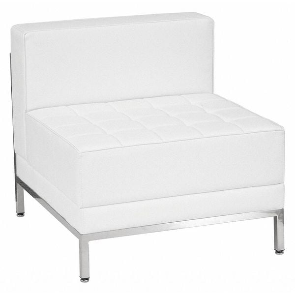 Flash Furniture Hercules Imagination Chair, White Back, 28 in W 28-3/4" L 27-1/4" H, Armless, Leather Seat - ZB-IMAG-MIDDLE-WH-GG