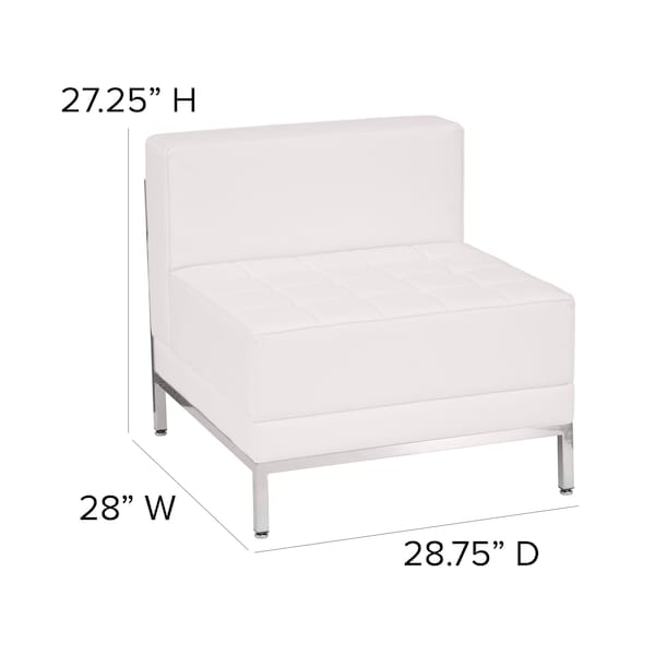 Flash Furniture Hercules Imagination Chair, White Back, 28 in W 28-3/4" L 27-1/4" H, Armless, Leather Seat - ZB-IMAG-MIDDLE-WH-GG
