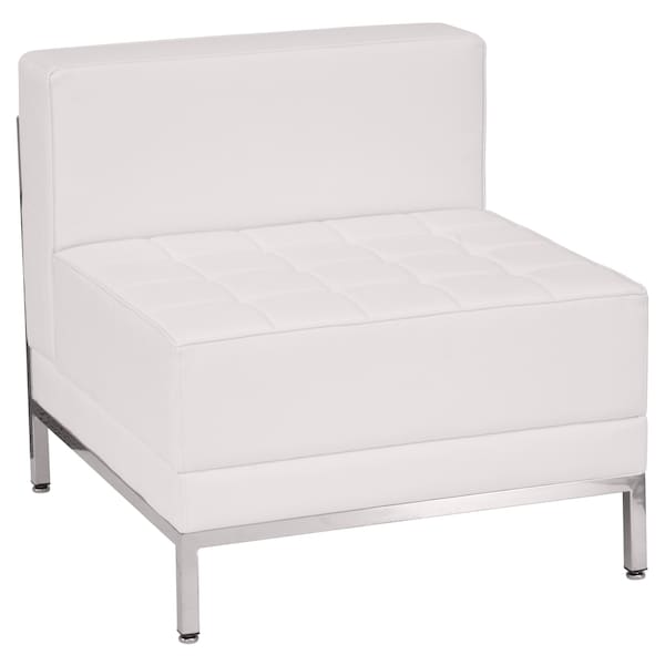 Flash Furniture Hercules Imagination Chair, White Back, 28 in W 28-3/4" L 27-1/4" H, Armless, Leather Seat - ZB-IMAG-MIDDLE-WH-GG