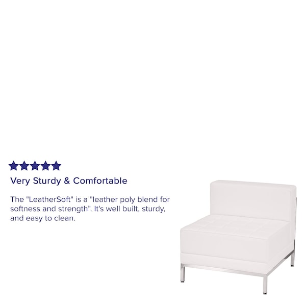 Flash Furniture Hercules Imagination Chair, White Back, 28 in W 28-3/4" L 27-1/4" H, Armless, Leather Seat - ZB-IMAG-MIDDLE-WH-GG