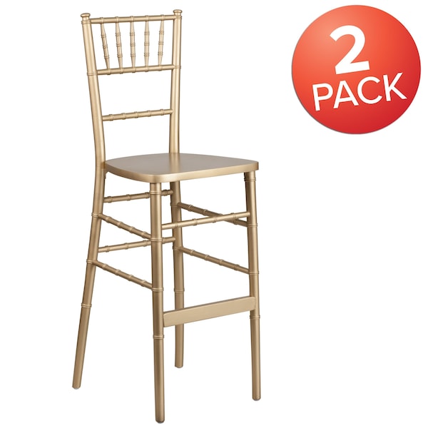 Flash Furniture HERCULES Series Gold Wood Chiavari Barstool - 2-XA-CH-BAR-GO-GG