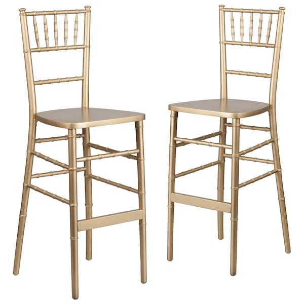 Flash Furniture HERCULES Series Gold Wood Chiavari Barstool - 2-XA-CH-BAR-GO-GG