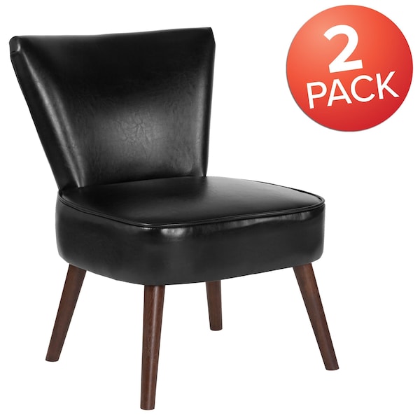 Flash Furniture HERCULES Holloway Series Black Leather Retro Chair - 2-QY-A02-BK-GG