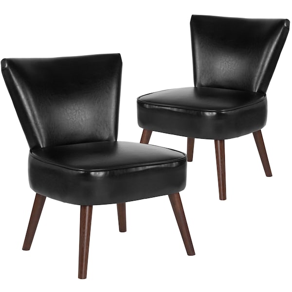 Flash Furniture HERCULES Holloway Series Black Leather Retro Chair - 2-QY-A02-BK-GG