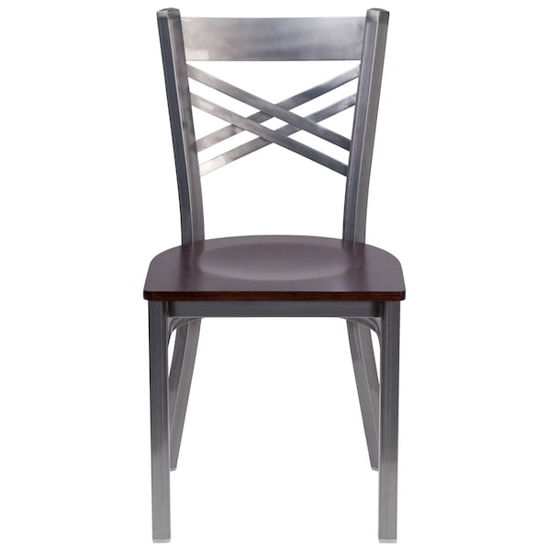 Flash Furniture Hercules Restaurant Chair, Wood Back, 16-1/2 in W 17" L 32-1/4" H - XU-6FOB-CLR-WALW-GG