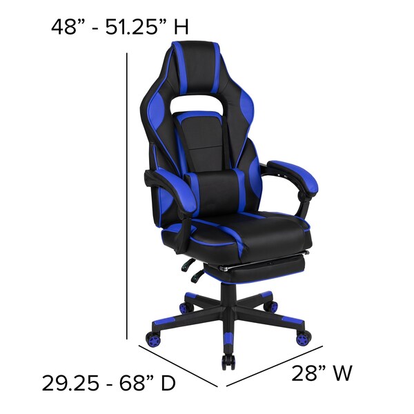 Flash Furniture Black/Blue Reclining Gaming Chair with Footrest - CH-00288-BL-GG