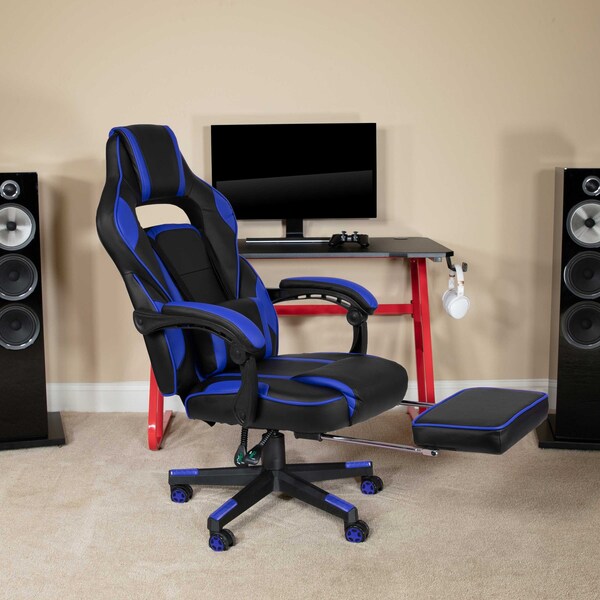 Flash Furniture Black/Blue Reclining Gaming Chair with Footrest - CH-00288-BL-GG