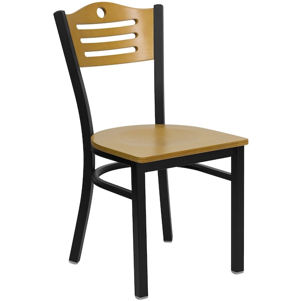 Flash Furniture Hercules Restaurant Chair, Wood Back, 16-3/4 in W 21-1/2" L 32-3/4" H - XU-DG-6G7B-SLAT-NATW-GG