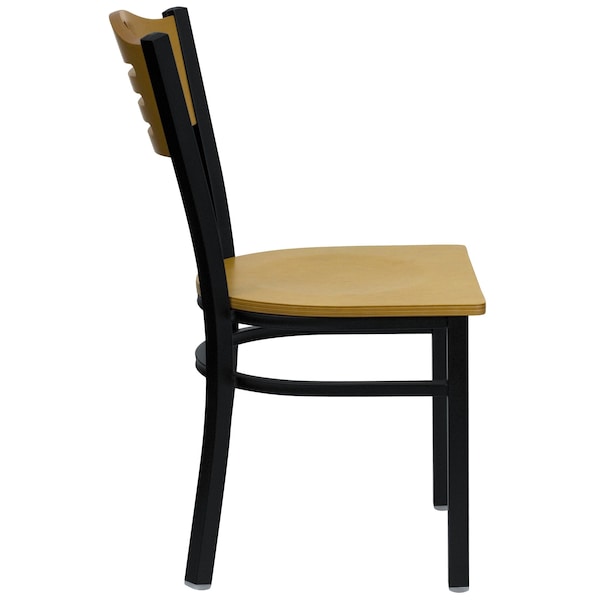 Flash Furniture Hercules Restaurant Chair, Wood Back, 16-3/4 in W 21-1/2" L 32-3/4" H - XU-DG-6G7B-SLAT-NATW-GG