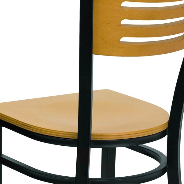 Flash Furniture Hercules Restaurant Chair, Wood Back, 16-3/4 in W 21-1/2" L 32-3/4" H - XU-DG-6G7B-SLAT-NATW-GG