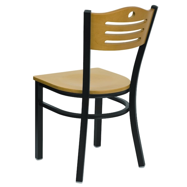 Flash Furniture Hercules Restaurant Chair, Wood Back, 16-3/4 in W 21-1/2" L 32-3/4" H - XU-DG-6G7B-SLAT-NATW-GG