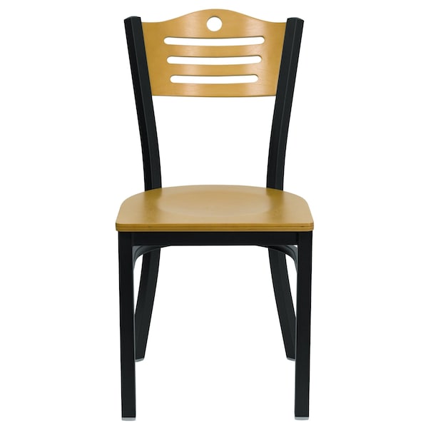 Flash Furniture Hercules Restaurant Chair, Wood Back, 16-3/4 in W 21-1/2" L 32-3/4" H - XU-DG-6G7B-SLAT-NATW-GG