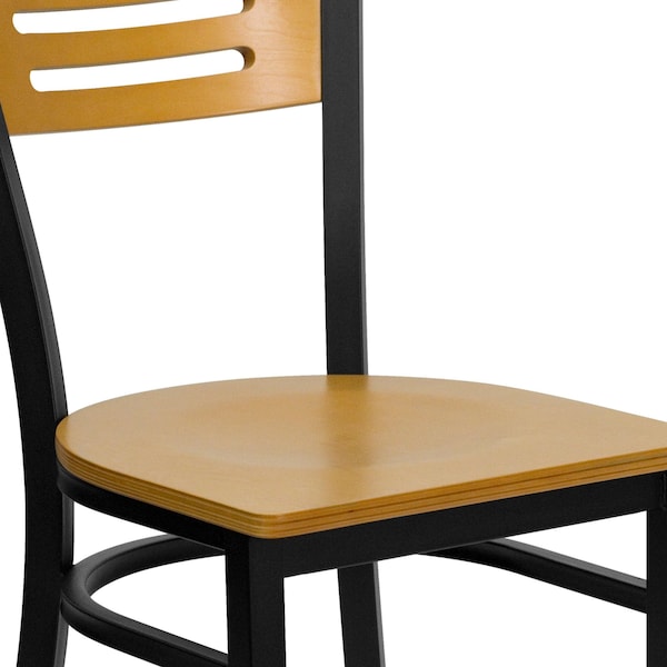 Flash Furniture Hercules Restaurant Chair, Wood Back, 16-3/4 in W 21-1/2" L 32-3/4" H - XU-DG-6G7B-SLAT-NATW-GG