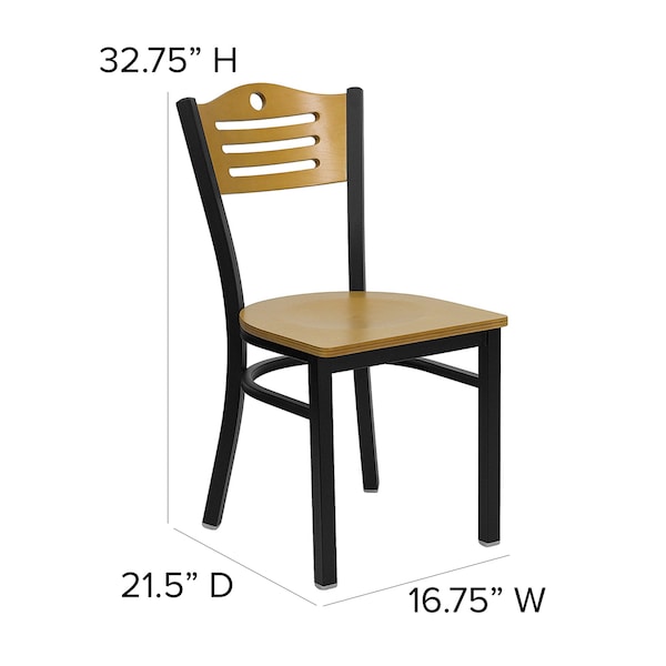 Flash Furniture Hercules Restaurant Chair, Wood Back, 16-3/4 in W 21-1/2" L 32-3/4" H - XU-DG-6G7B-SLAT-NATW-GG
