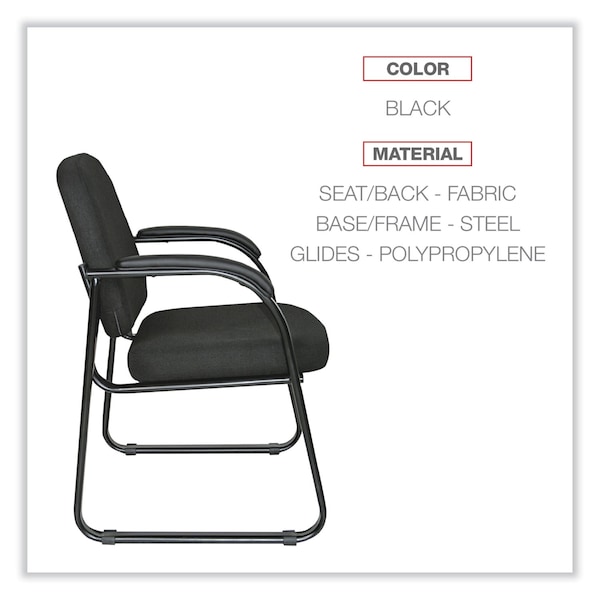 Alera Chairs/Stools, Black Seat, Black Back, 25" W 24.80" L 33.66" H, Padded Loop, 100% Polyester Seat - ALERL43CFA10B