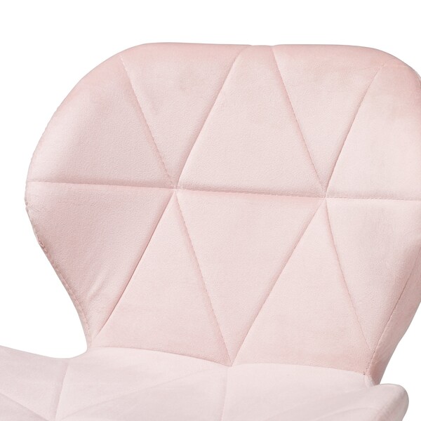 Baxton Studio Savara Contemporary Glam and Luxe Blush Pink Velvet Fabric and Gold Metal Swivel Office Chair - 219-11909-ZORO