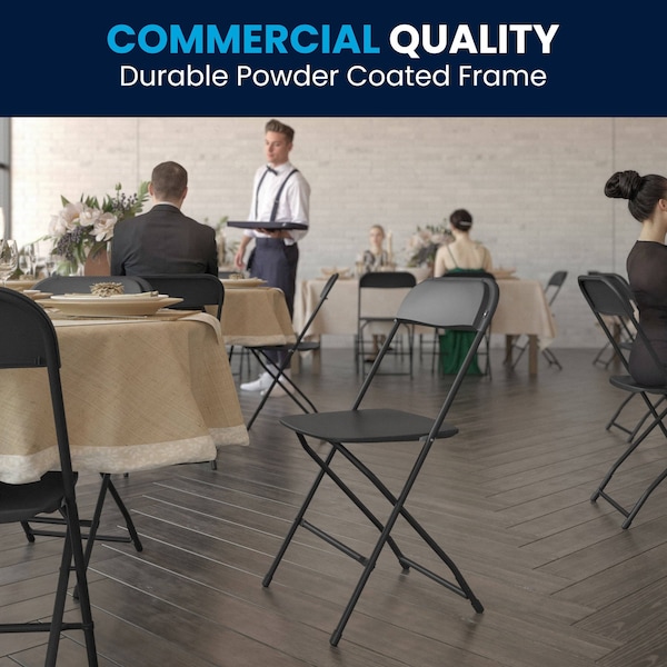 Flash Furniture Folding Chair - Black Plastic - 4 Pack - 4-LE-L-3-BK-GG