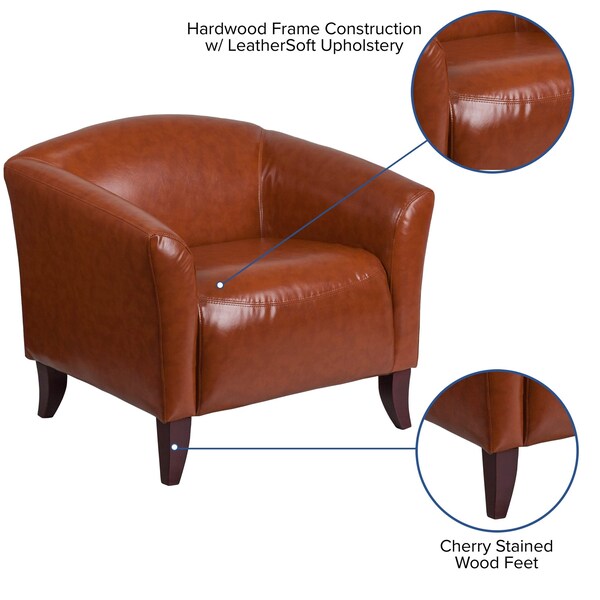 Flash Furniture Hercules Imperial Chair, 33-1/2 in W 31" L 29" H, Sloping, Leather Seat - 111-1-CG-GG