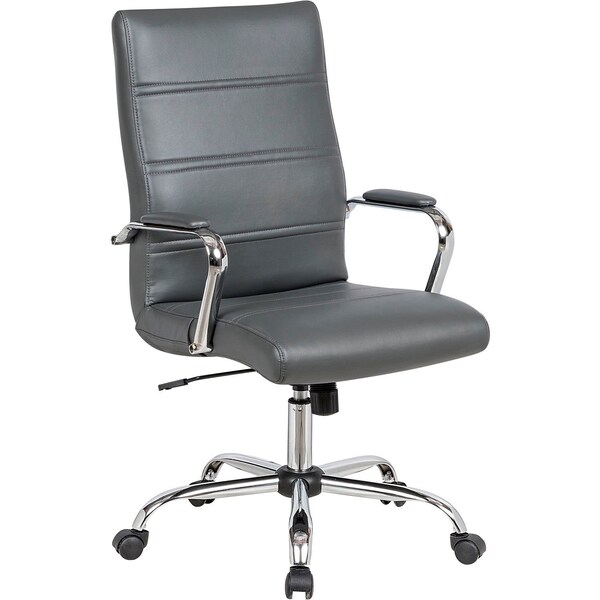 Interion By Global Industrial Interion Antimicrobial Synthetic Leather Managers Chair w/ Chrome Base, Gray - 695856GY-AM