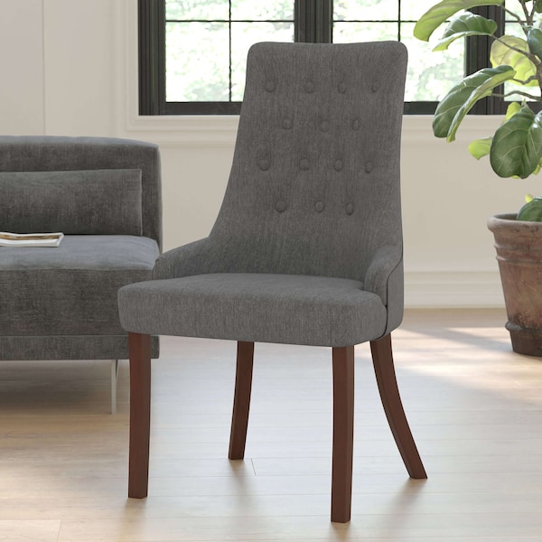 Flash Furniture Hercules Paddington Chair, Wood Back, 22-3/4 in W 23" L 39-1/2" H, Fabric Seat - QY-A08-GY-GG