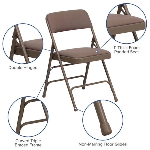 Flash Furniture Beige Fabric Folding Chair - 2-HA-MC309AF-BGE-GG
