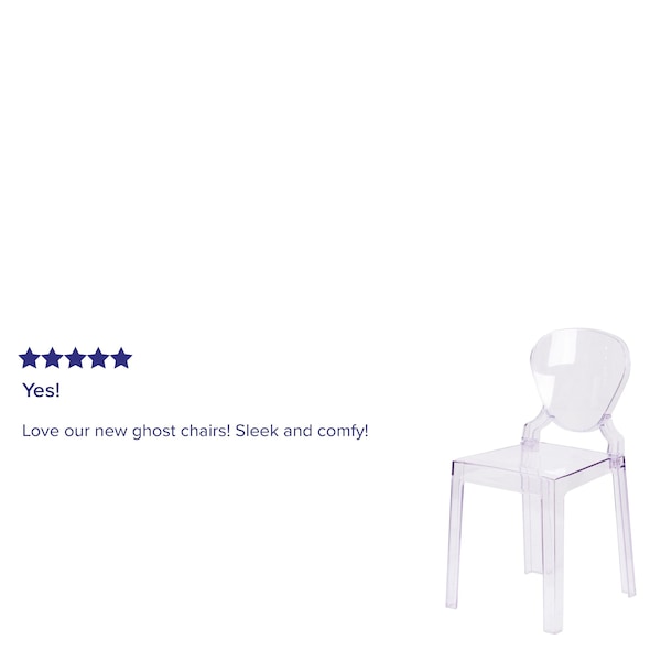 Flash Furniture Contemporary Ghost Chair, 15-3/4 in W 19-1/2" L 32-1/4" H - OW-TEARBACK-18-GG