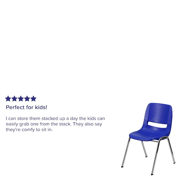 Flash Furniture Stach Chair, Navy w/Chrome Frame, 14"H - RUT-14-NVY-CHR-GG