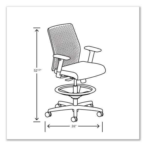Hon Ignition 2.0 ReActiv Low-Back Task Stool, 22.88in-31.75in Seat Height, Elysian Seat, Charcoal/Black - HONTSR0A0S04BST