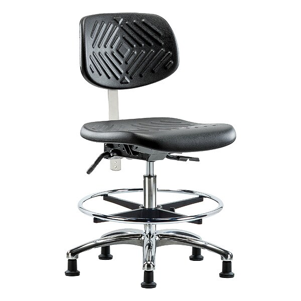 Zoro Select Clean Room Chair Ergonomic Chair, No Arms, 20-1/4" to 28" Height, Polyurethane, Black - BR-NCR-PMBCH-CR-T0-A0-CF-RG-BLK