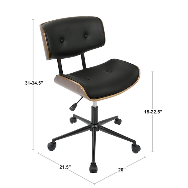 Lumisource Lombardi Adjustable Office Chair in Walnut and Black - OC-JY-LMB WL+BK