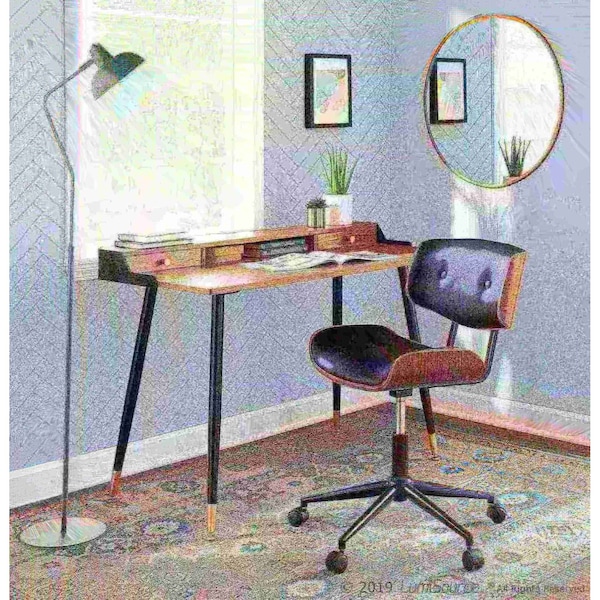 Lumisource Lombardi Adjustable Office Chair in Walnut and Black - OC-JY-LMB WL+BK