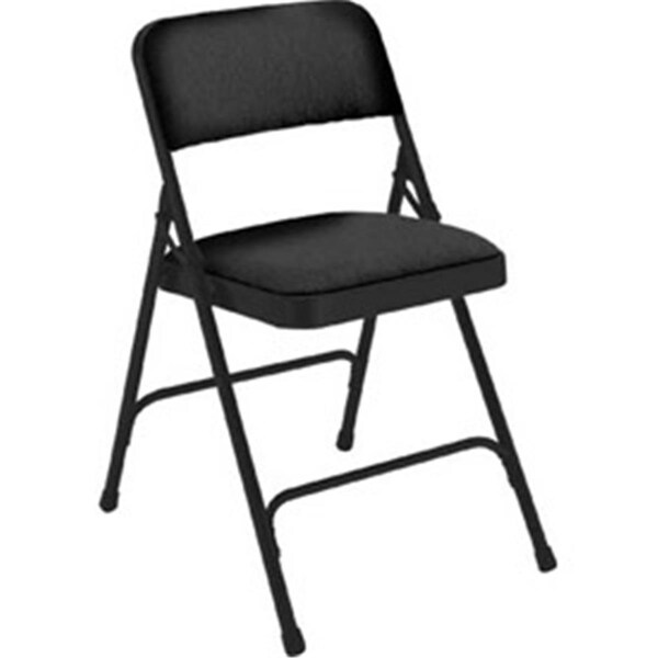 Betterbeds 1.25 in. Fabric Seat Double Brace Steel Folding Chair, Black, 4PK - BE2582709