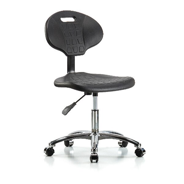 Blue Ridge Ergonomics Desk Chair Erie Desk Chair, Chrome, Casters, No Arms, 17-1/2" to 22-1/2" Height, Black; Blue - BR-TPDHCH-CR-A0-CC