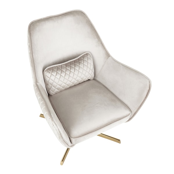 Lumisource Diana Lounge Chair in Gold Metal and Cream Velvet - CHR-DIANA AUCR