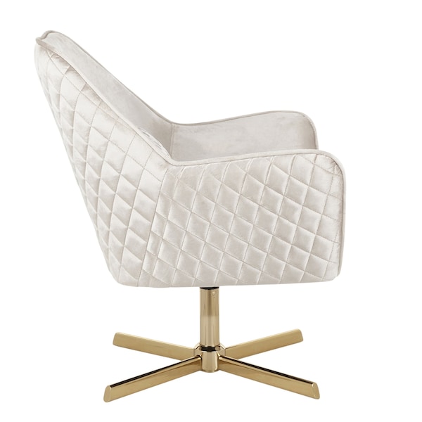 Lumisource Diana Lounge Chair in Gold Metal and Cream Velvet - CHR-DIANA AUCR