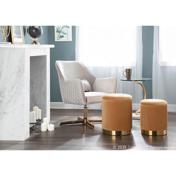 Lumisource Diana Lounge Chair in Gold Metal and Cream Velvet - CHR-DIANA AUCR