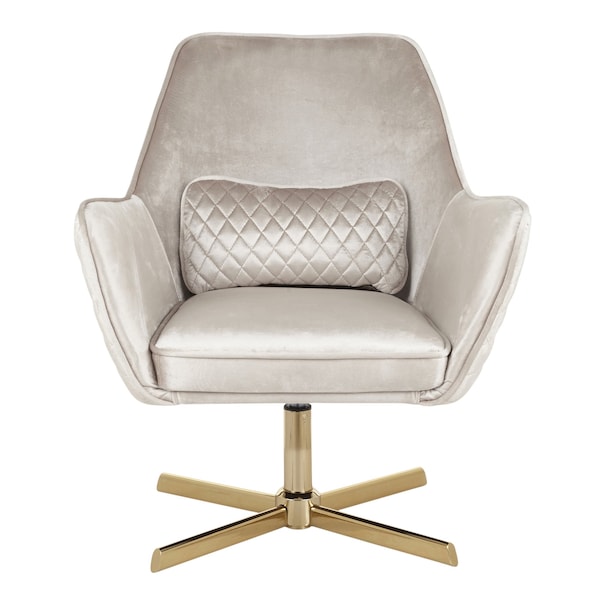 Lumisource Diana Lounge Chair in Gold Metal and Cream Velvet - CHR-DIANA AUCR