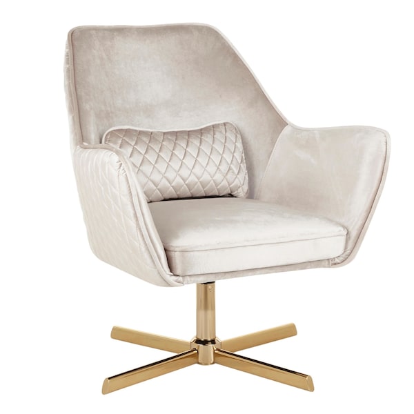 Lumisource Diana Lounge Chair in Gold Metal and Cream Velvet - CHR-DIANA AUCR